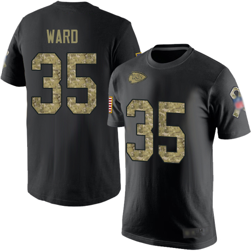Men Kansas City Chiefs #35 Ward Charvarius Black Camo Salute to Service T-Shirt